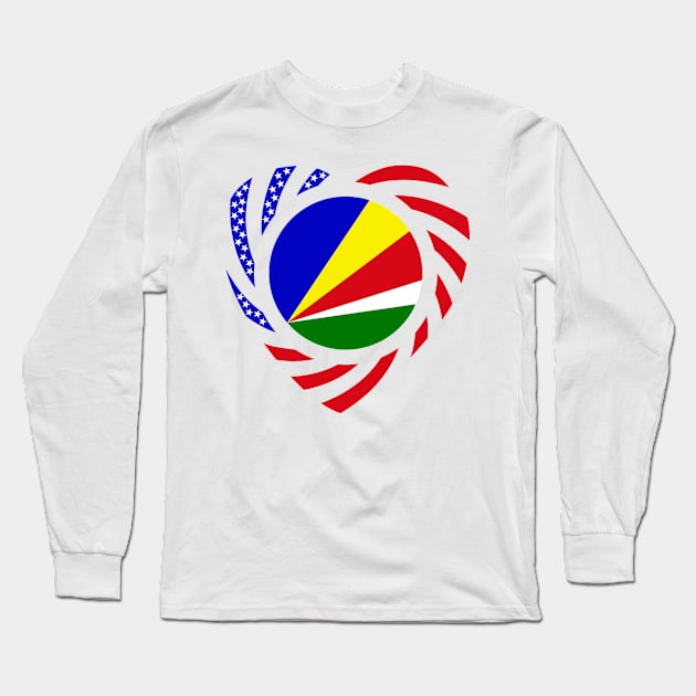 Seychelles American Multinational Patriot Flag (Heart) Long Sleeve T-Shirt by Village Values